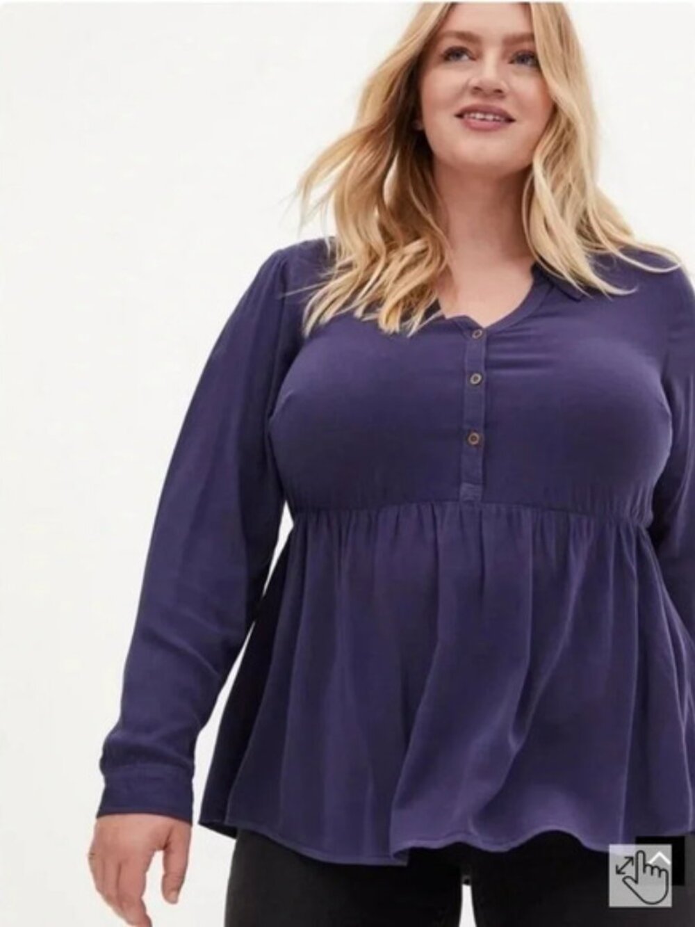 Torrid Medieval Blue Peplum Rayon Twill Button-Front Top in Size 2 (18/20)